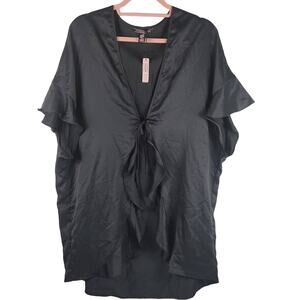Victoria Secret Love Black Silky Robe OSFM NWT MSRP $58